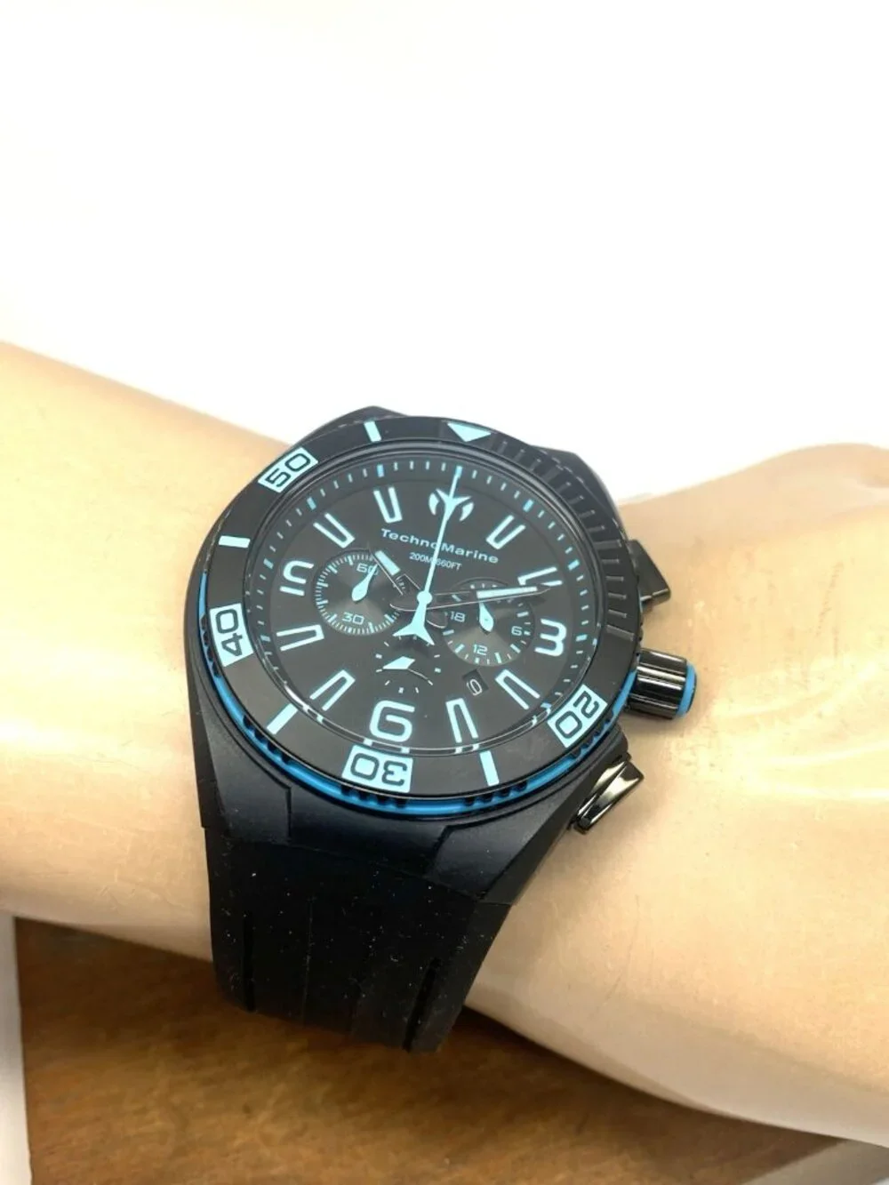 Technomarine Men's Watch TM-115058 Quartz Chronograph Blue Black Rubber 44mm